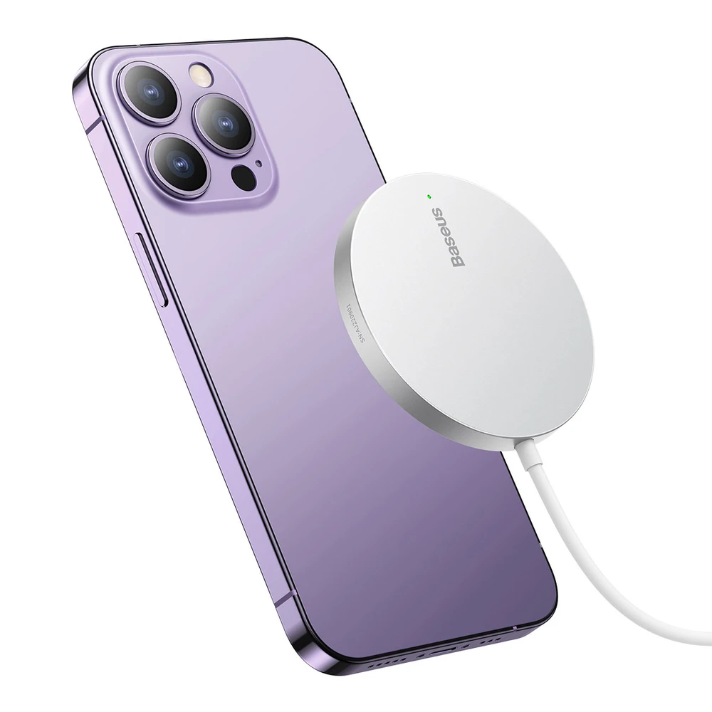 „Baseus Simple Mini3“ magnetinis belaidis įkroviklis 15 W (Sidabrinis)