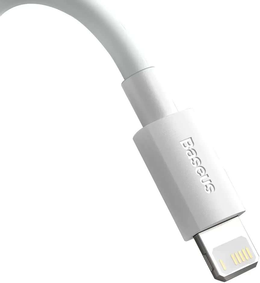 Baseus Simple Wisdom duomenų perdavimo ir įkrovimo kabelis | USB-A į Lightning | 12W | 1,5 m | baltas | 2 vnt.