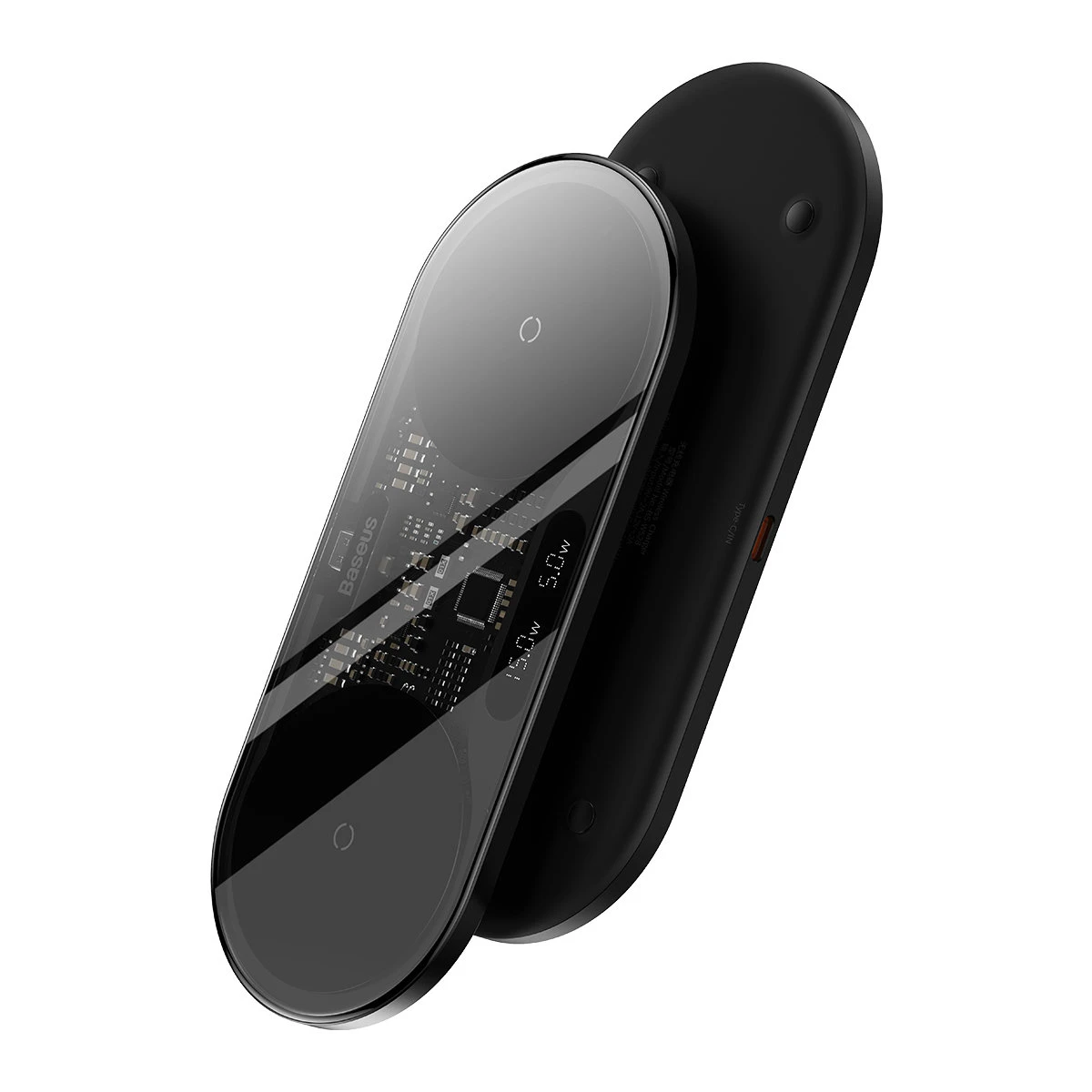 Dual Qi belaidis įkroviklis Baseus Digital LED Ekranas 20W