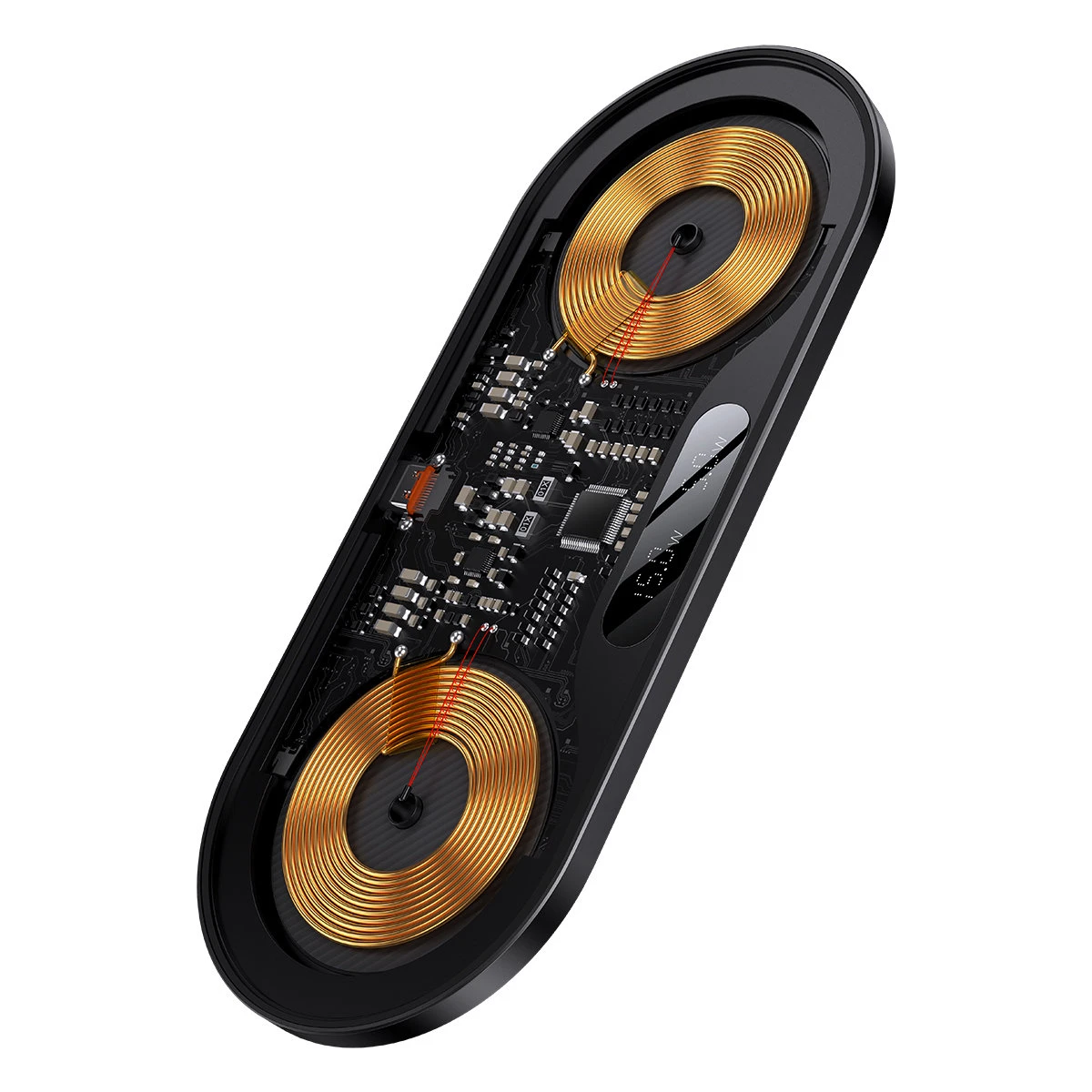 Dual Qi belaidis įkroviklis Baseus Digital LED Ekranas 20W
