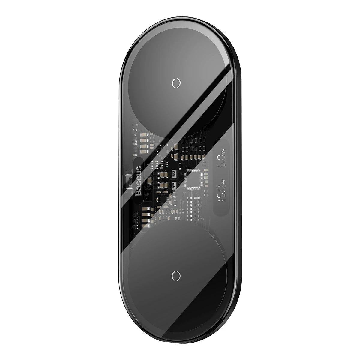Dual Qi belaidis įkroviklis Baseus Digital LED Ekranas 20W