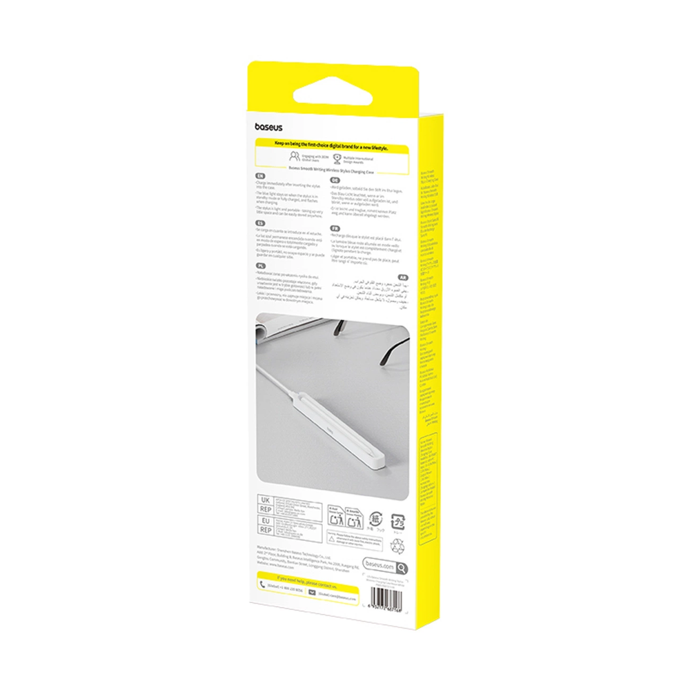 Baseus „Smooth Writing Stylus“ įkrovimo dėklas su Baseus paprastu USB-C 3A kabeliu, 30 cm - baltos spalvos