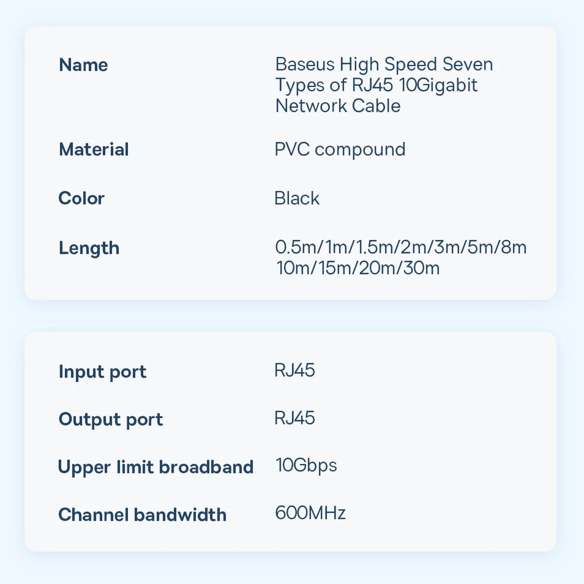 Baseus Ethernet RJ45 10Gbps tinklo kabelis 1m