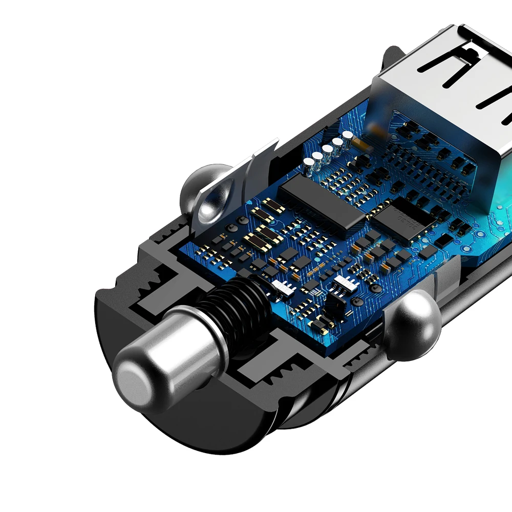 Baseus Square automobilinis įkroviklis 2xUSB QC3.0 5A 30W - Juodas