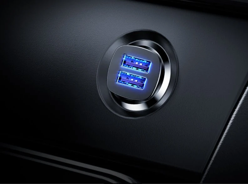 Baseus Square automobilinis įkroviklis 2xUSB QC3.0 5A 30W - Juodas