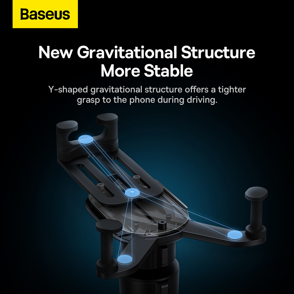 Baseus stabilus gravitacinis automobilinis telefono laikiklis ventiliacijos grotelėms - juodas