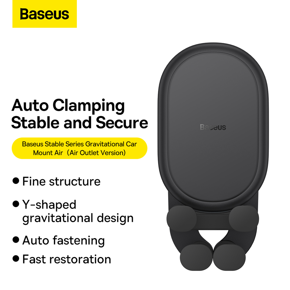 Baseus stabilus gravitacinis automobilinis telefono laikiklis ventiliacijos grotelėms - juodas