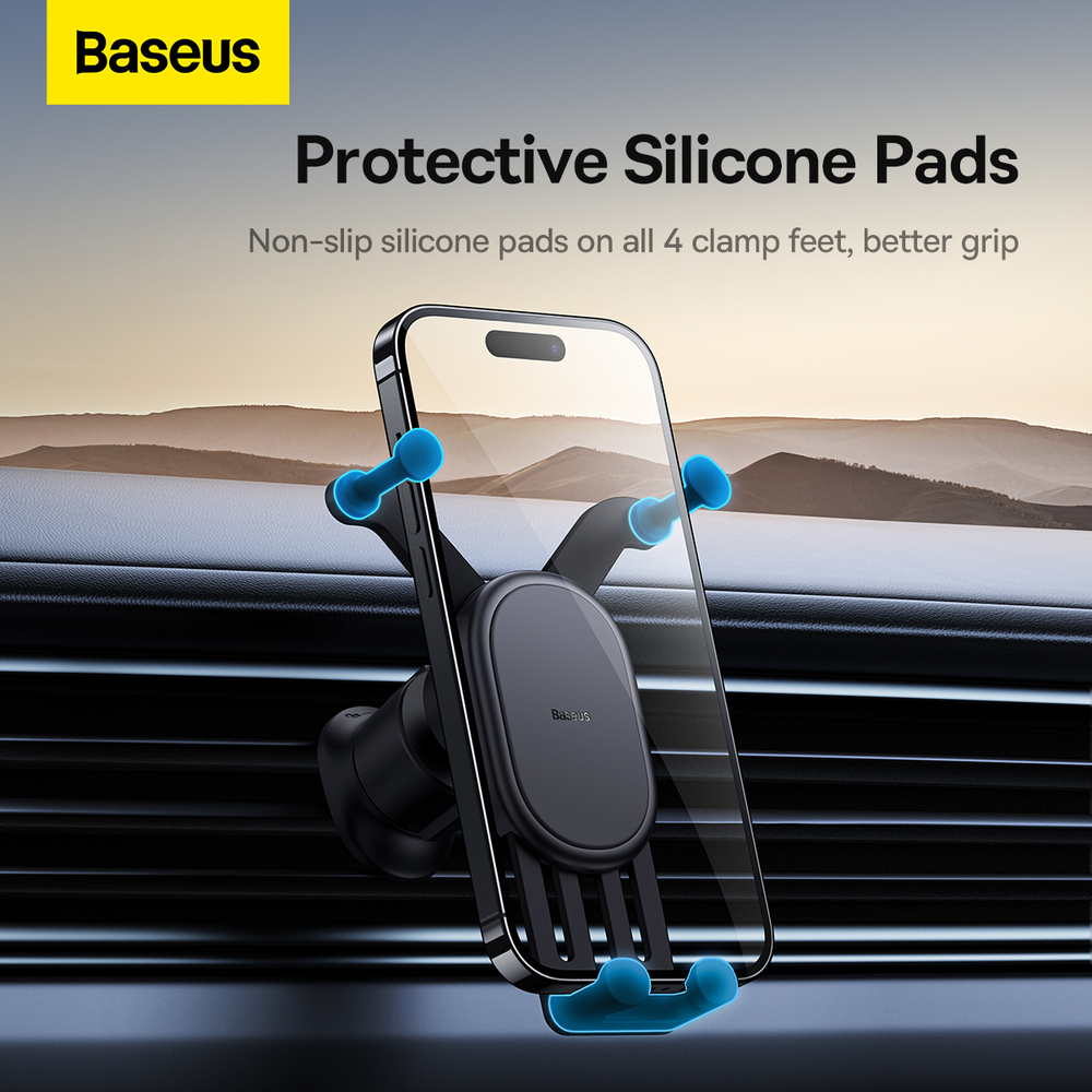 Baseus stabilus gravitacinis automobilinis telefono laikiklis ventiliacijos grotelėms - juodas
