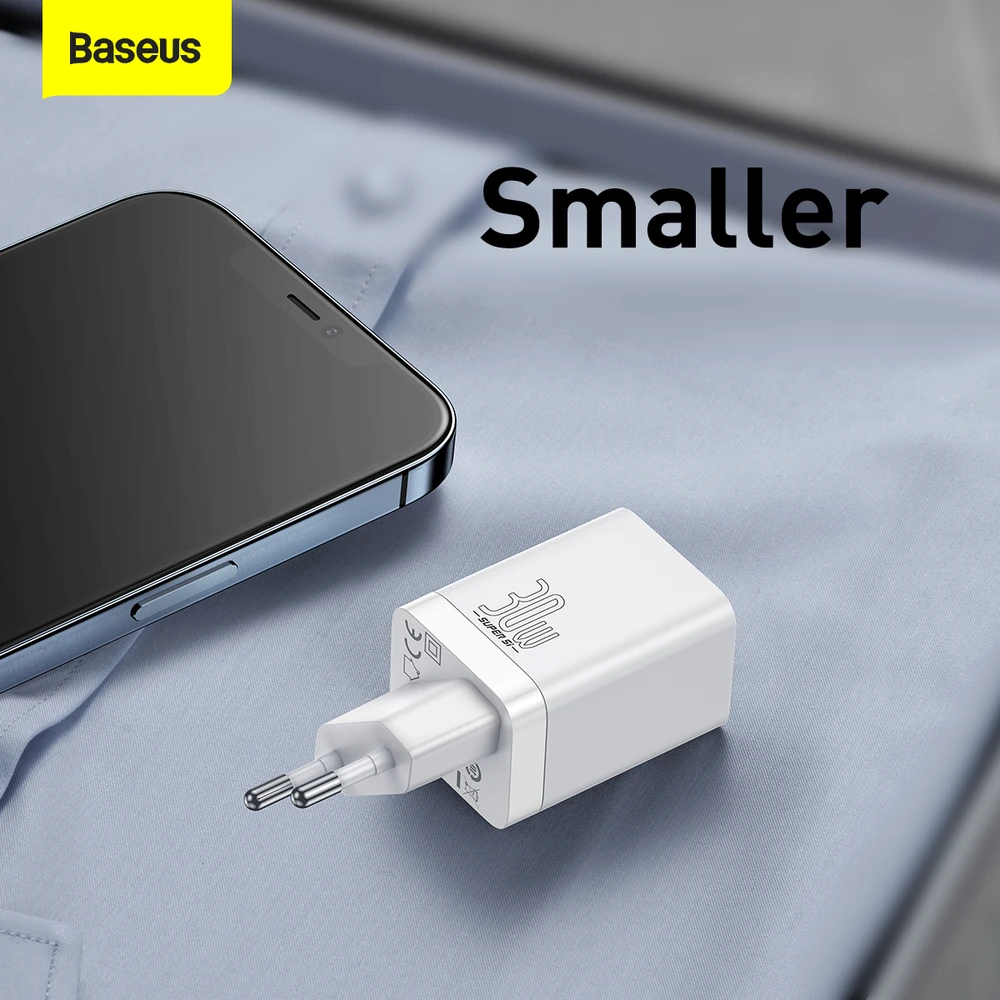 Baseus Super Si Pro įkroviklis USB + USB-C 30W - Baltas