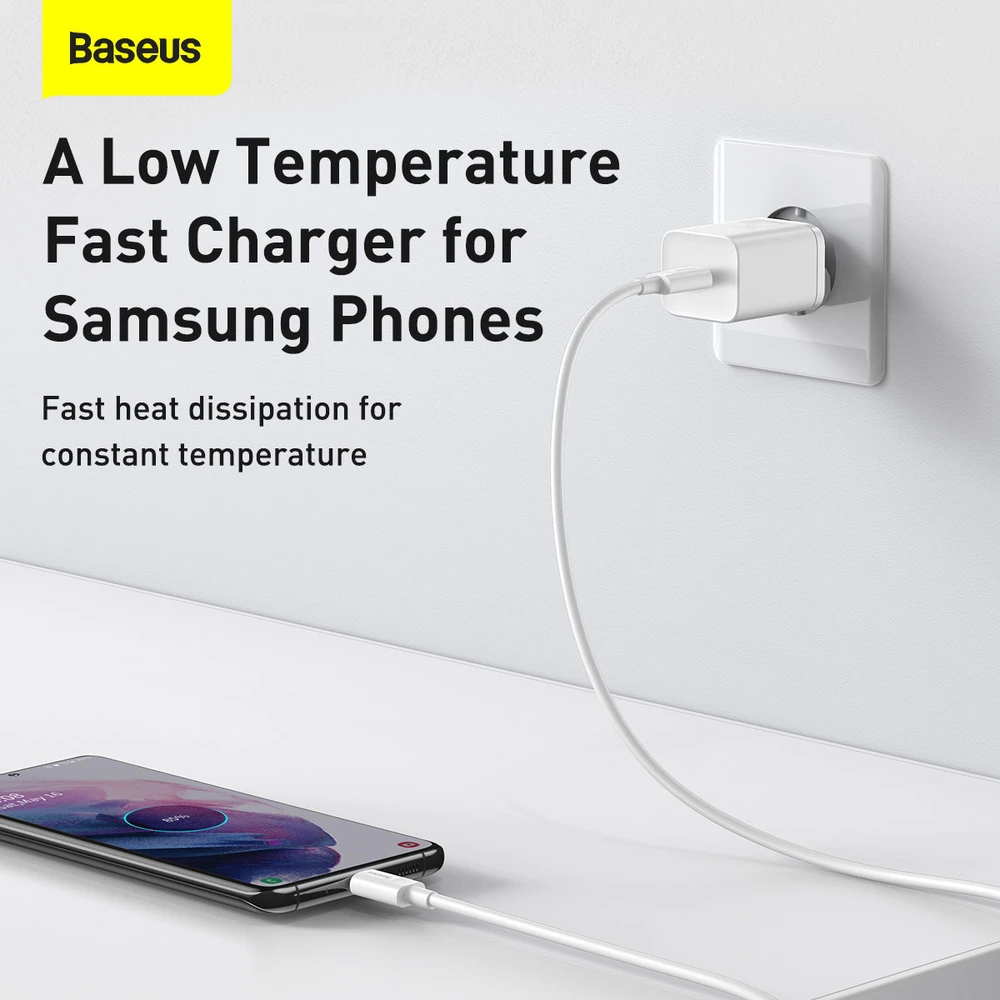 Baseus Super Si greitas įkroviklis 1C 25W su USB-C į USB-C kabeliu 1m - Baltas