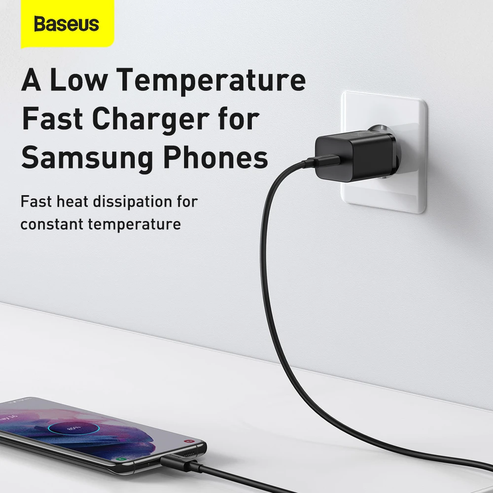 Baseus Super Si greitas įkroviklis 1C 25W su USB-C - USB-C kabelis 1m - Juodas