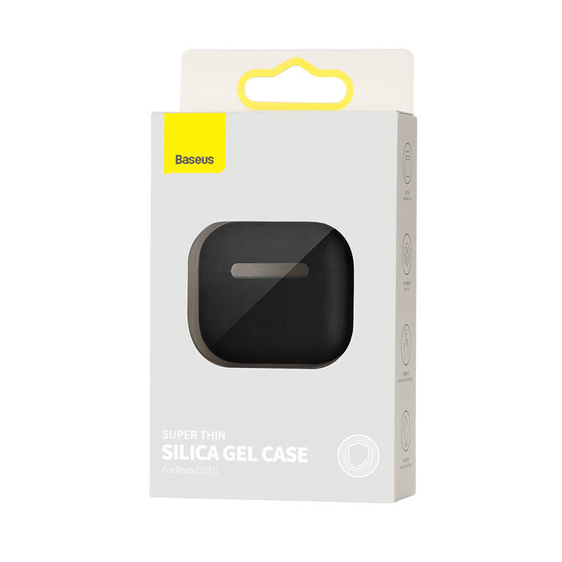 Baseus itin plonas silikagelio dėklas, skirtas Apple AirPods 3 – juodas