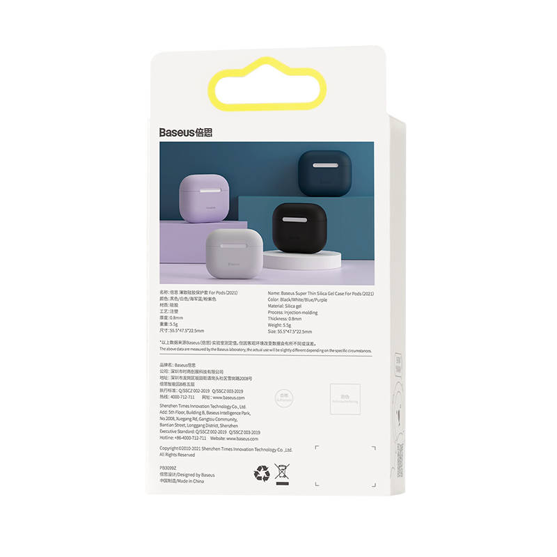 Baseus itin plonas silikagelio dėklas, skirtas Apple AirPods 3 – juodas