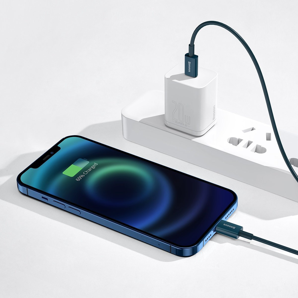 Baseus Superior serijos USB-C kabelis skirtas iPhone 20W PD 2m - Mėlynas