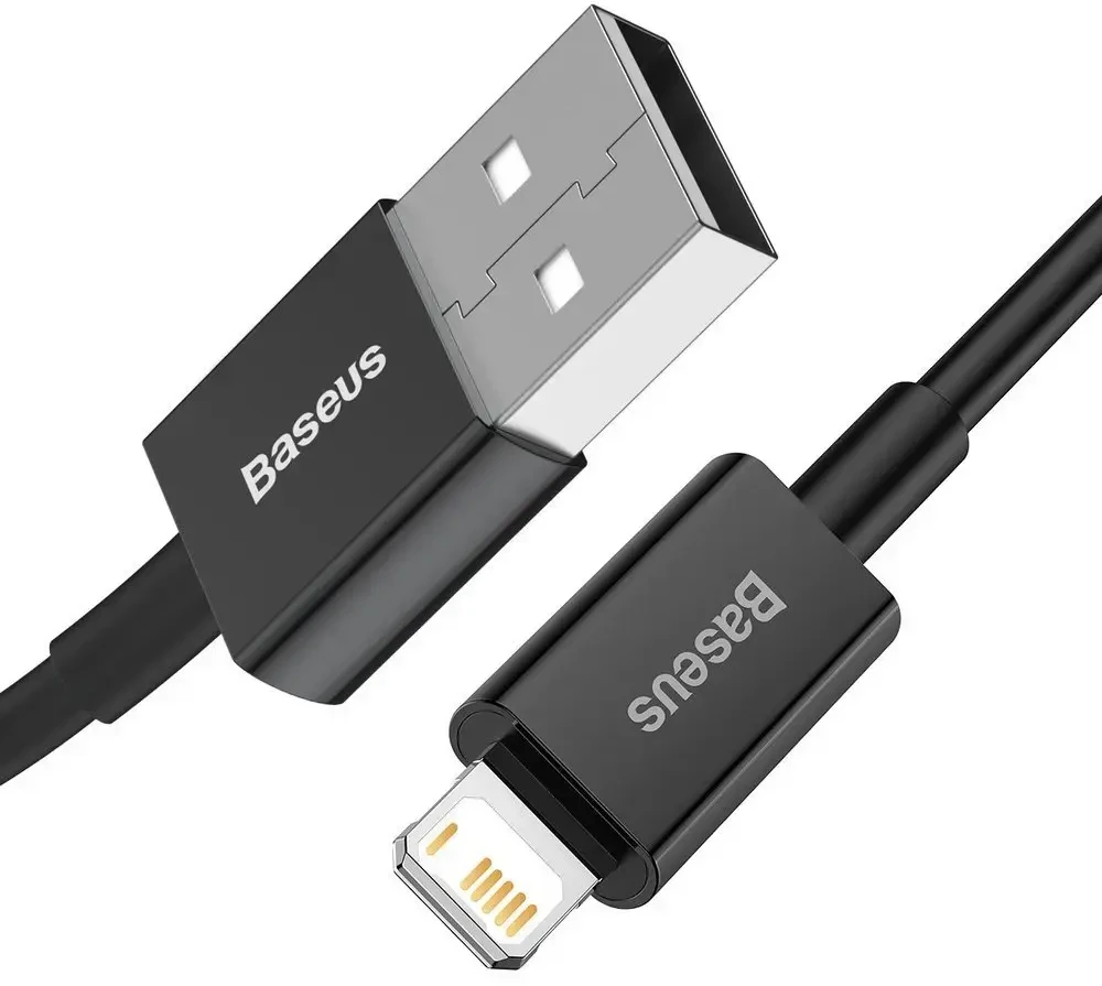 Baseus „Superior“ serijos CALYS-A01 duomenų perdavimo ir įkrovimo kabelis | USB-A į Lightning | 12 W | 1 m | juodas