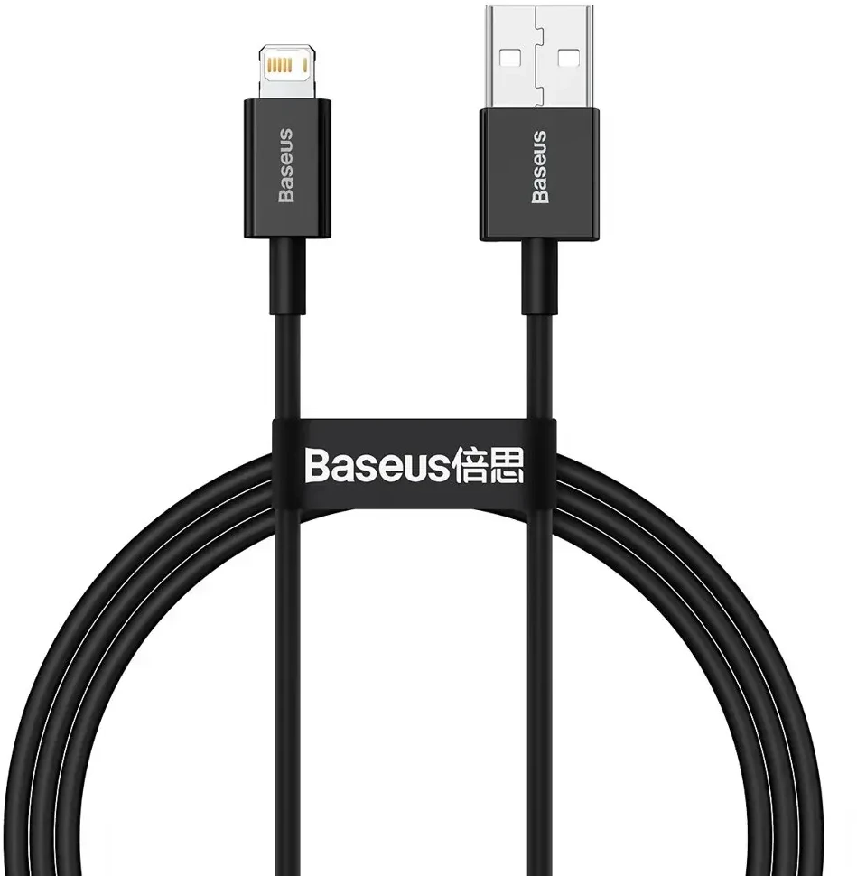 Baseus „Superior“ serijos CALYS-A01 duomenų perdavimo ir įkrovimo kabelis | USB-A į Lightning | 12 W | 1 m | juodas