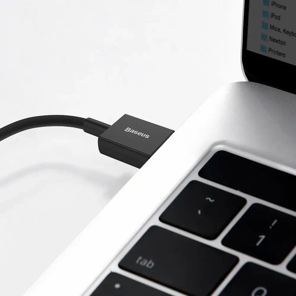 Baseus „Superior“ serijos CALYS-A01 duomenų perdavimo ir įkrovimo kabelis | USB-A į Lightning | 12 W | 1 m | juodas