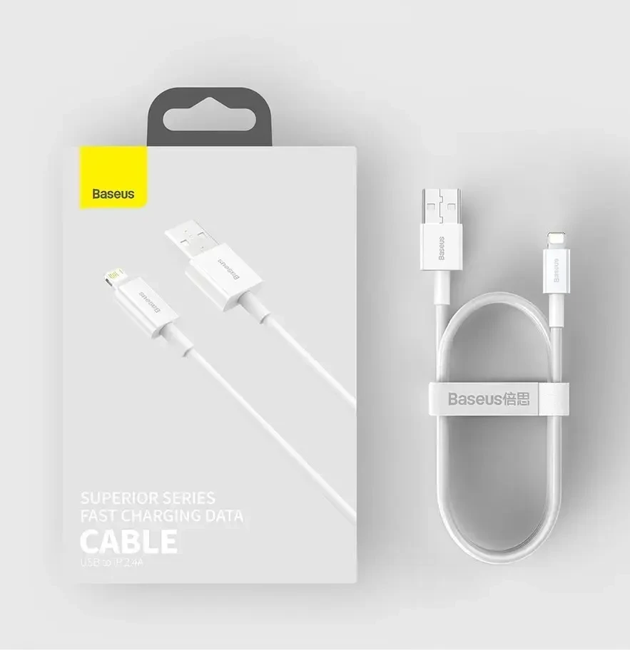 Baseus „Superior“ serijos CALYS-A01 duomenų perdavimo ir įkrovimo kabelis | USB-A į Lightning | 12 W | 1 m | juodas