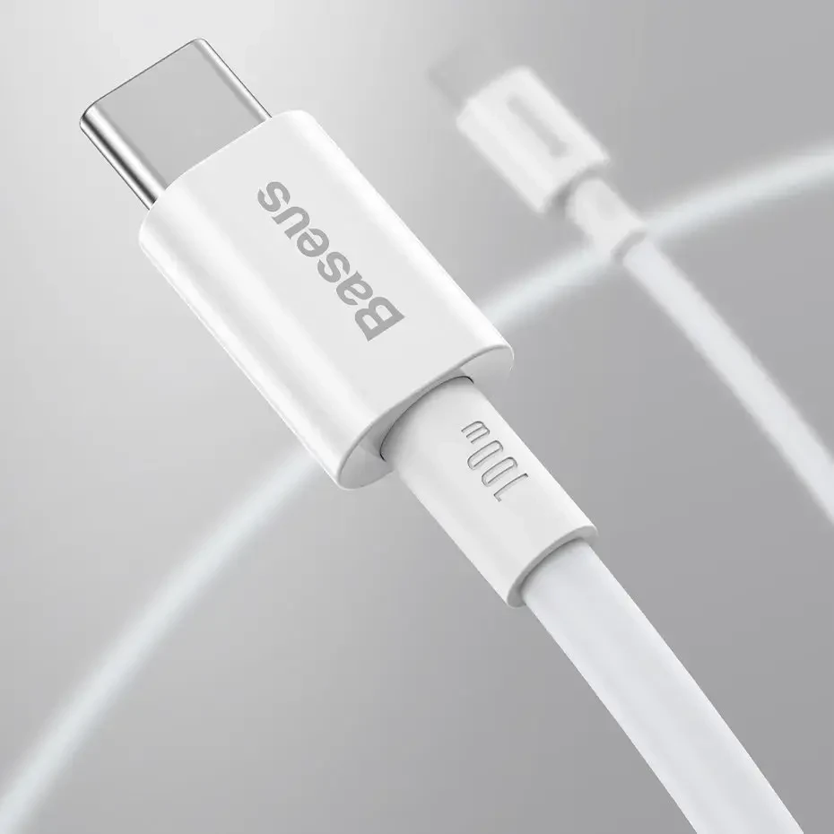 Baseus Superior serijos CATYS-C02 duomenų perdavimo ir įkrovimo kabelis | USB-C į USB-C | 100 W | 2 m | balta