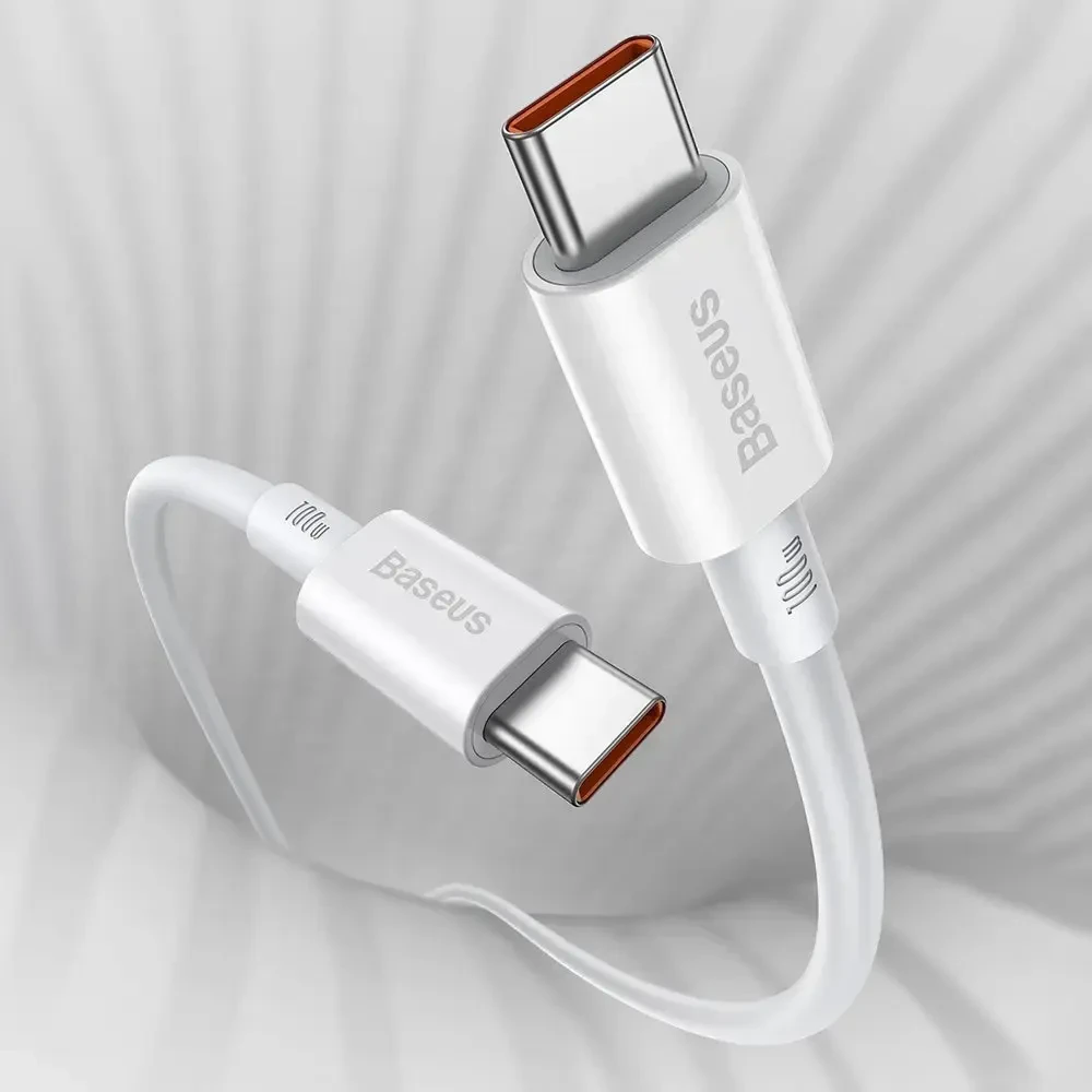 Baseus Superior serijos CATYS-C02 duomenų perdavimo ir įkrovimo kabelis | USB-C į USB-C | 100 W | 2 m | balta
