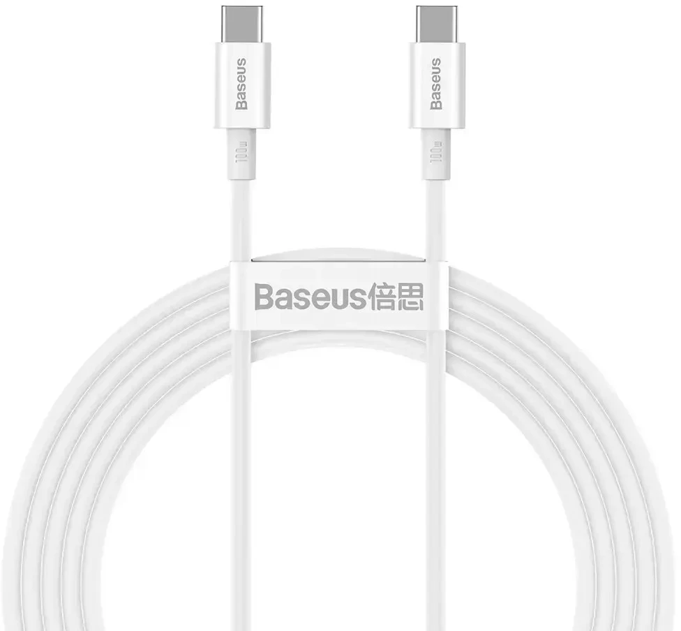 Baseus Superior serijos CATYS-C02 duomenų perdavimo ir įkrovimo kabelis | USB-C į USB-C | 100 W | 2 m | balta