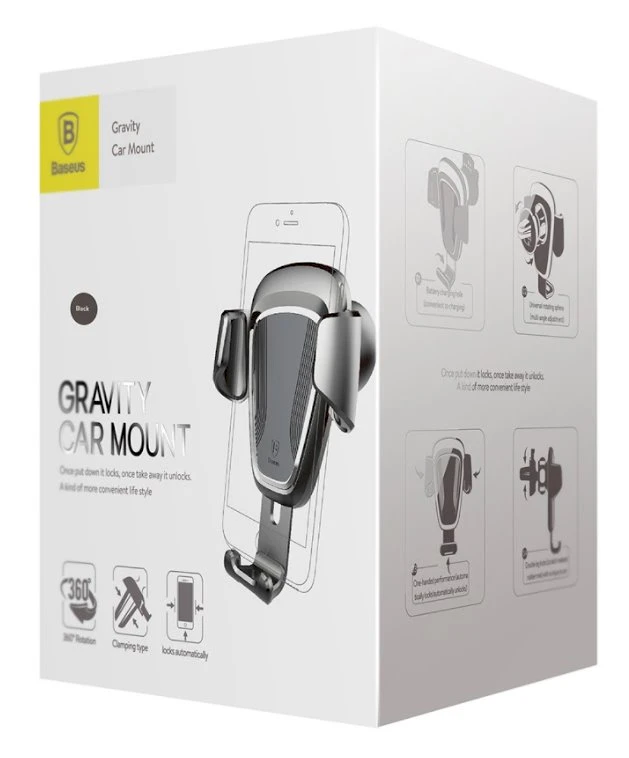 Baseus gravitacinis automobilinis laikiklis į groteles - Juodas