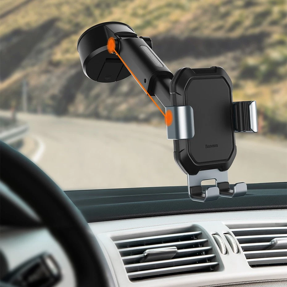 Gravity automobilinis laikiklis Baseus Tank telefonui su siurbtuku - Juodas