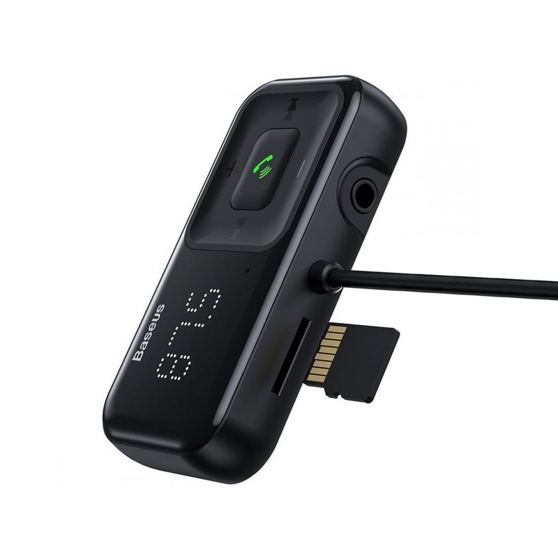 Transmiteris Baseus T-Typed S-16 Bluetooth MP3 grotuvas/FM bangų moduliatorius (laisvų rankų įranga,Micro SD,LCD,2xUSB Quick Charge 2.1A įkroviklis) juodas CCTM-D01