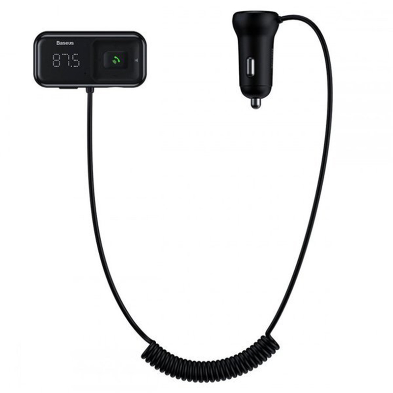 Transmiteris Baseus T-Typed S-16 Bluetooth MP3 grotuvas/FM bangų moduliatorius (laisvų rankų įranga,Micro SD,LCD,2xUSB Quick Charge 2.1A įkroviklis) juodas CCTM-D01