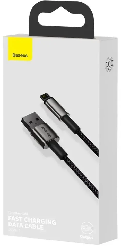 Baseus Tungsten Gold duomenų perdavimo ir įkrovimo kabelis | USB-A į Lightning | 12W | 1 m | juodas