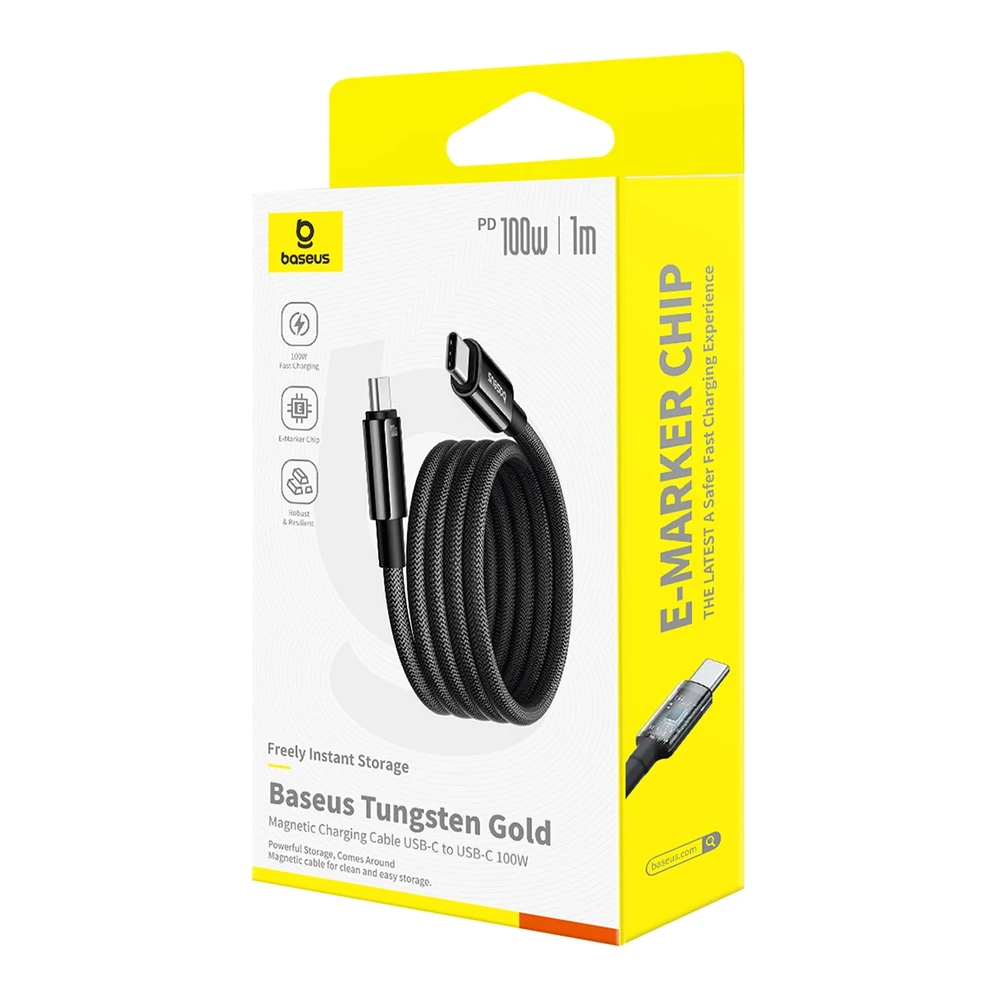Baseus Tungsten Gold įkrovimo kabelis USB-C į USB-C 100 W 1 m (juodas)
