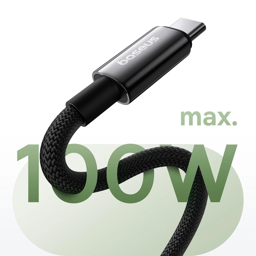 Baseus Tungsten Gold įkrovimo kabelis USB-C į USB-C 100 W 1 m (juodas)