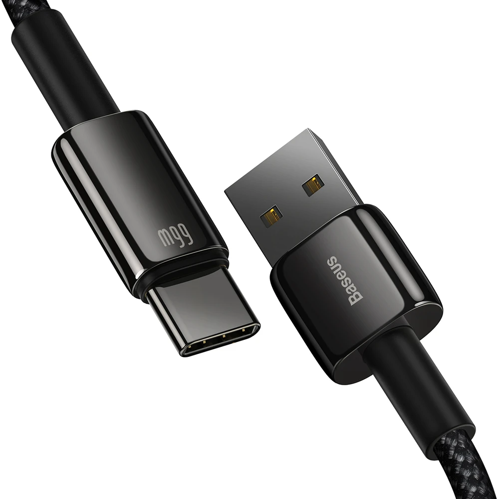 Baseus Tungsten Gold Kabelis USB į Type-C 66 W 2m - Juodas