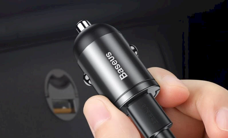 Įkroviklis automobilinis Baseus Tiny Star Mini Quick Charge Type-C to lightning 18W su 1m laidu pilkos spalvos TZVCHX-0G