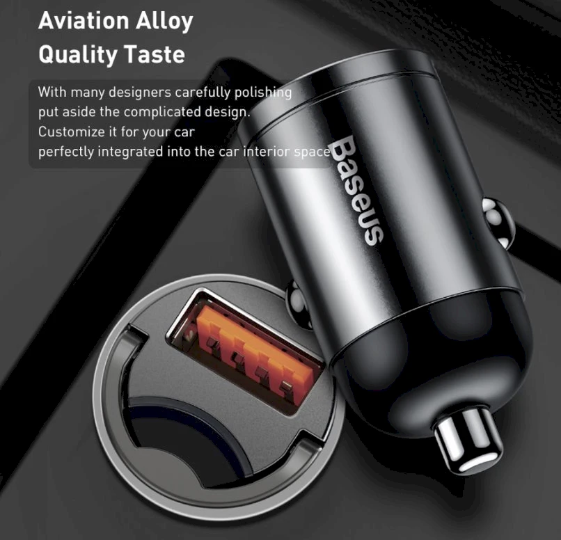 Įkroviklis automobilinis Baseus Tiny Star Mini Quick Charge Type-C to lightning 18W su 1m laidu pilkos spalvos TZVCHX-0G