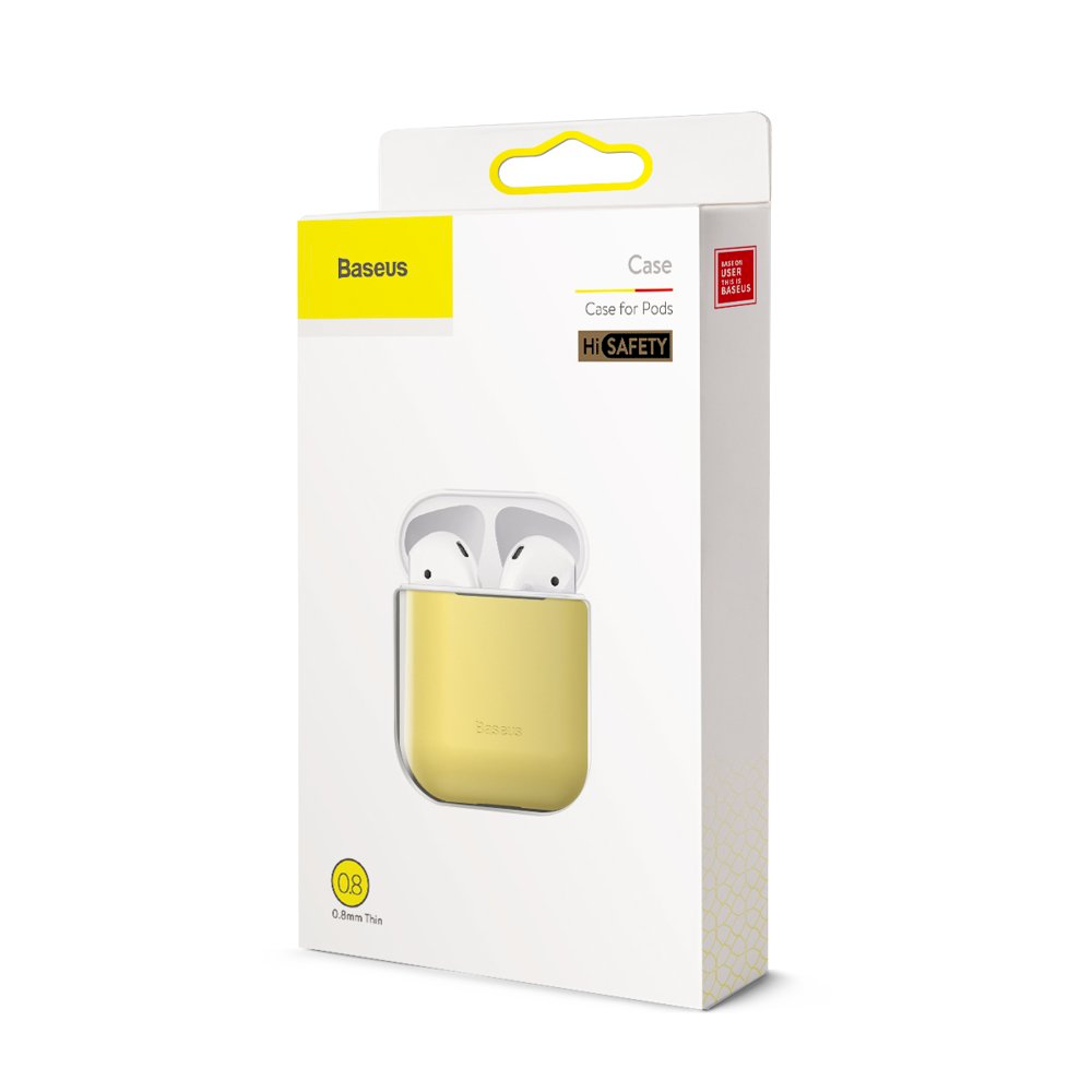 Dėklas Baseus Ultrathin Silica Gel Airpods 1/2 geltonas