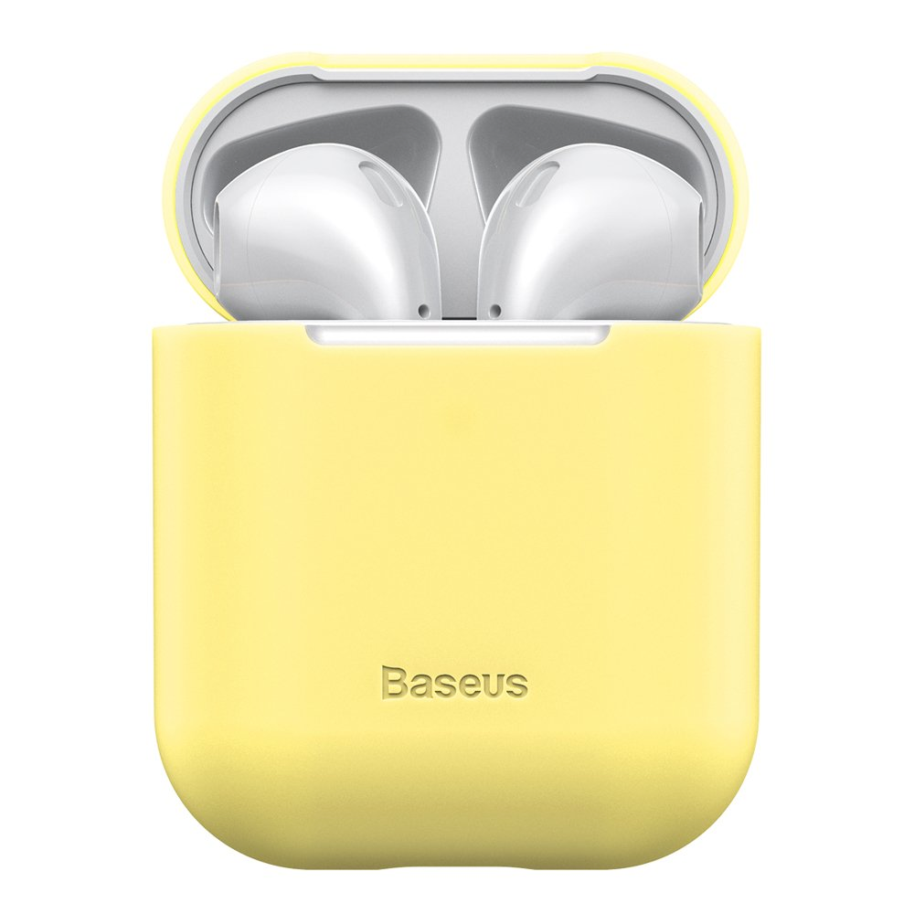 Dėklas Baseus Ultrathin Silica Gel Airpods 1/2 geltonas