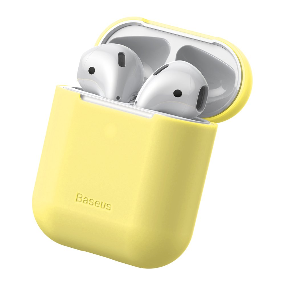 Dėklas Baseus Ultrathin Silica Gel Airpods 1/2 geltonas
