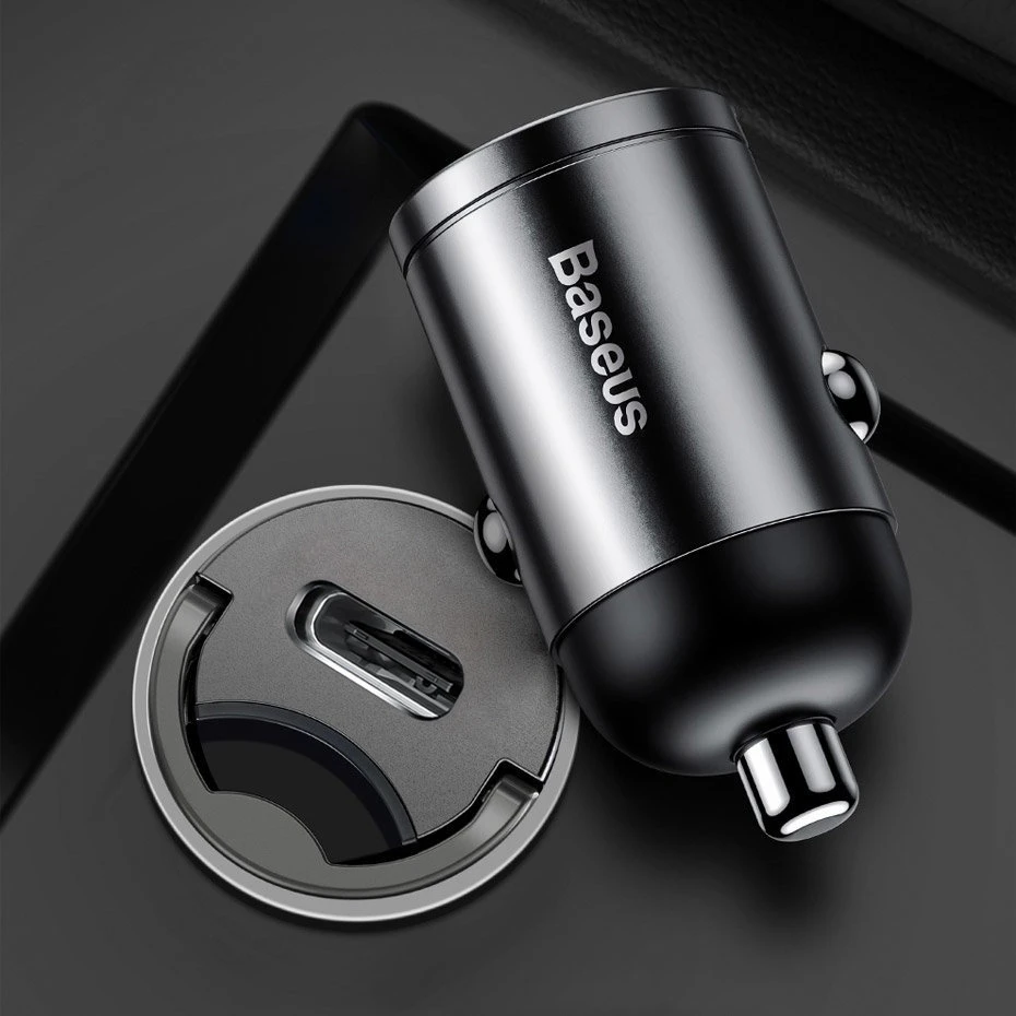 Baseus Tiny Star PPS automobilinis įkroviklis Type-C 30W (pilkas)