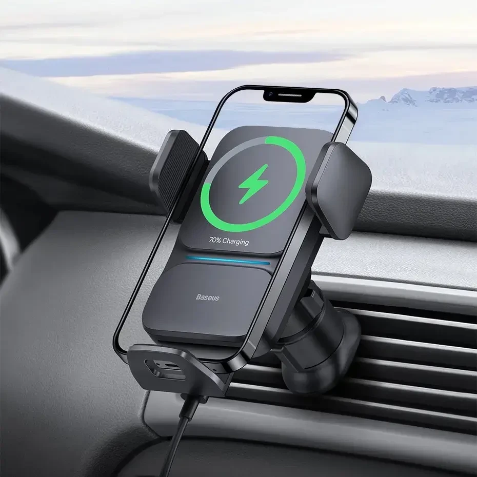 Baseus Wisdom indukcinio įkroviklio automobilinis telefono laikiklis lipniam lapeliui juodas (CGZX000001)