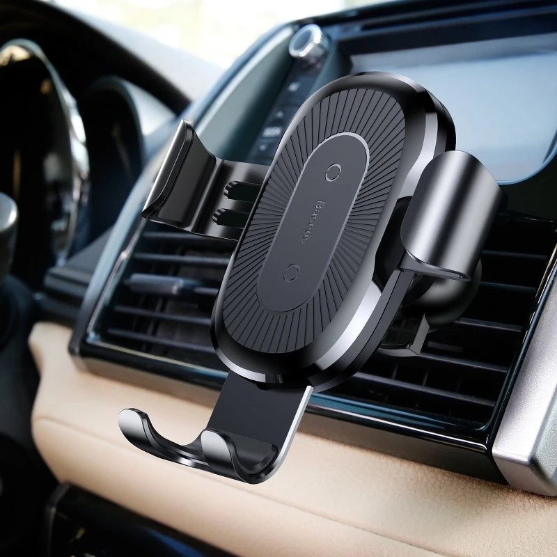 Baseus Gravity automobilinis laikiklis su belaidžiu Qi įkrovimu - Juodas
