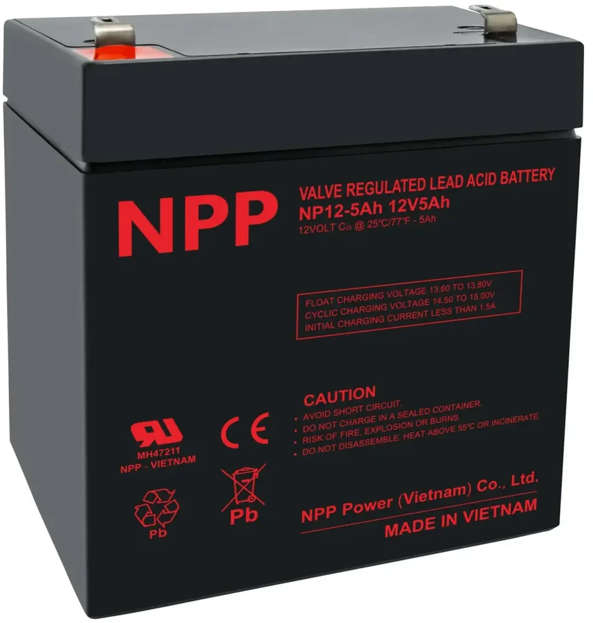 Akumuliatorius 12V 5Ah T2(F2) Pb AGM NPP
