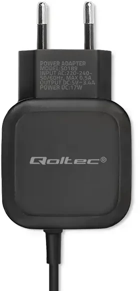 Qoltec Charger travel charger | 17W | USB-A | with Micro USB cable included