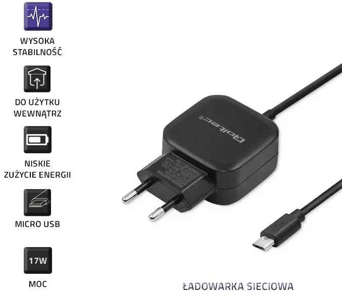 Qoltec Charger travel charger | 17W | USB-A | with Micro USB cable included