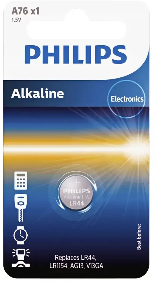 Baterija PHILIPS LR44/LR1154 minicell šarminė 1 vnt. lizdinėje pakuotėje