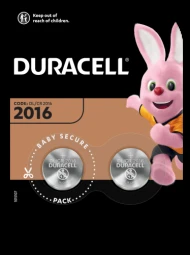 "Duracell" ličio mygtukinė baterija 3V 2016 DL/CR2016 2 vienetai
