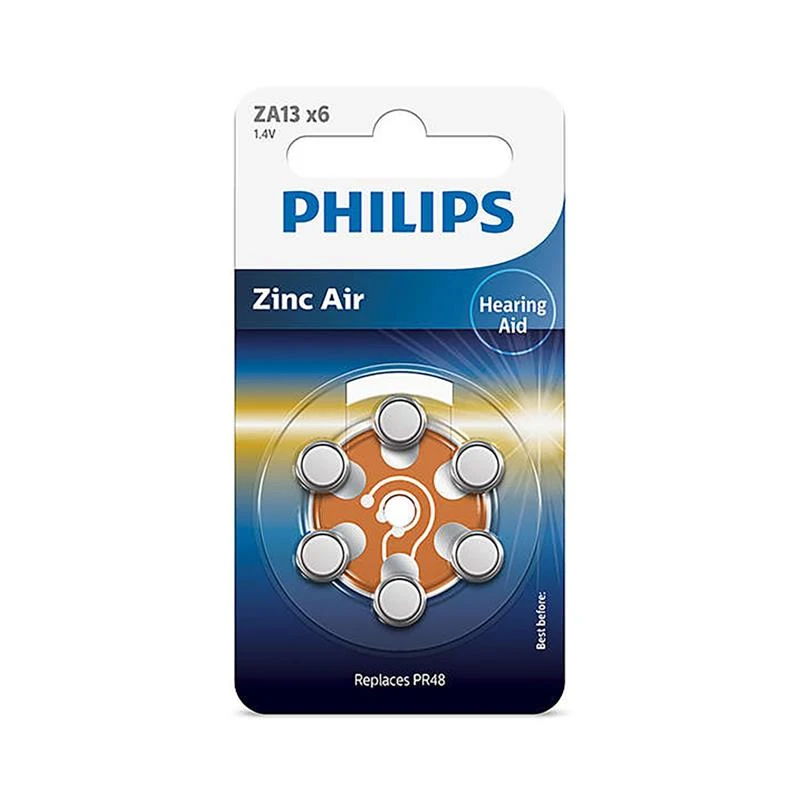Philips Zinc Air baterijos 1,4 V, 6 vnt. pakuotė