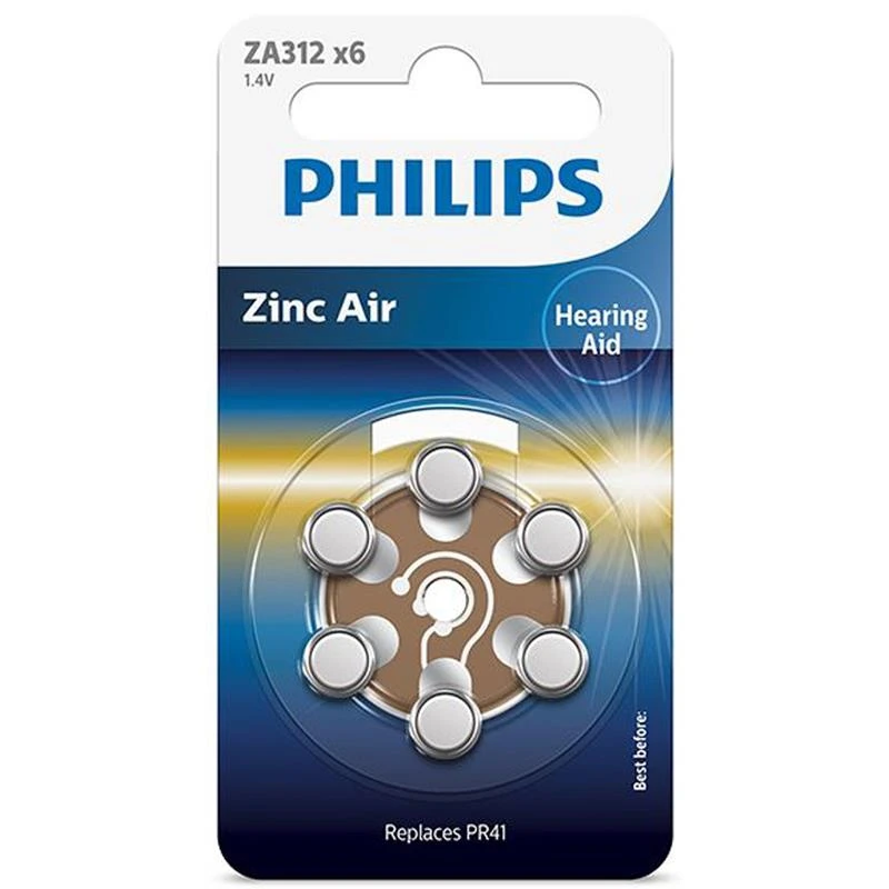 Philips Zinc Air ZA312 baterijų pakuotė