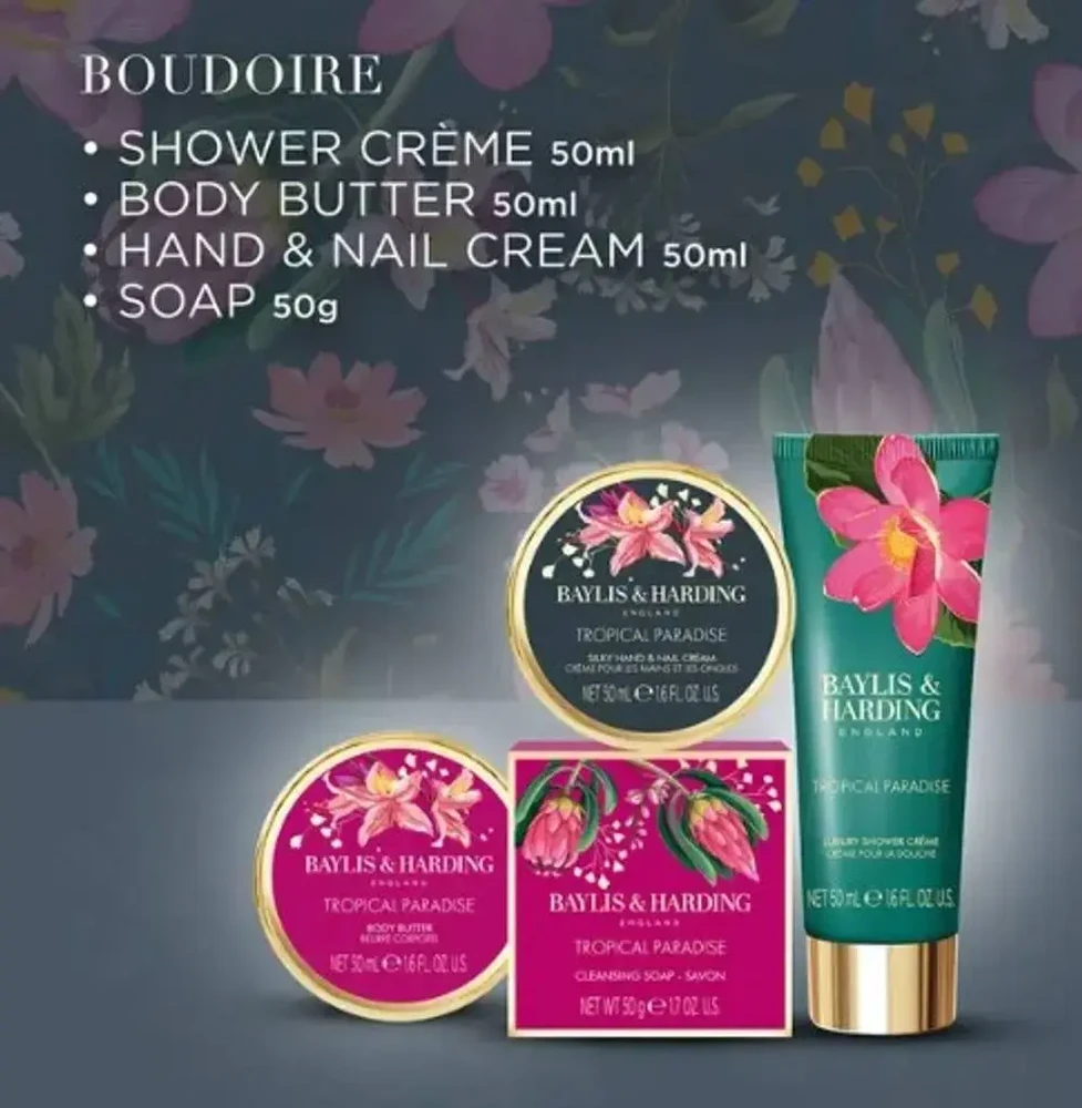 Baylis & Harding Boudoire Luxury Pamper Gift Set Tin in Clear