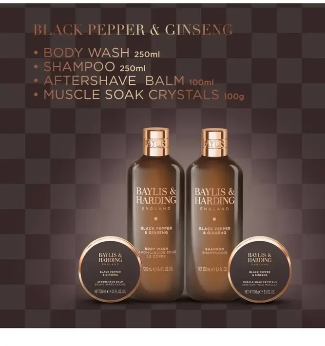 Baylis Harding Debenhams Men Juodas Pepper & Ginseng Men's Luxury Bath Kit Gift Set